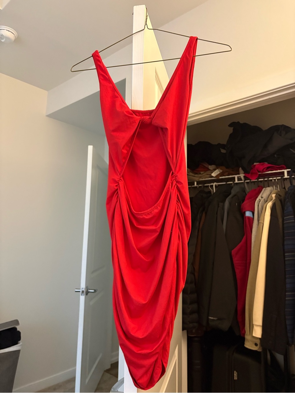 Red open front Women's Dress